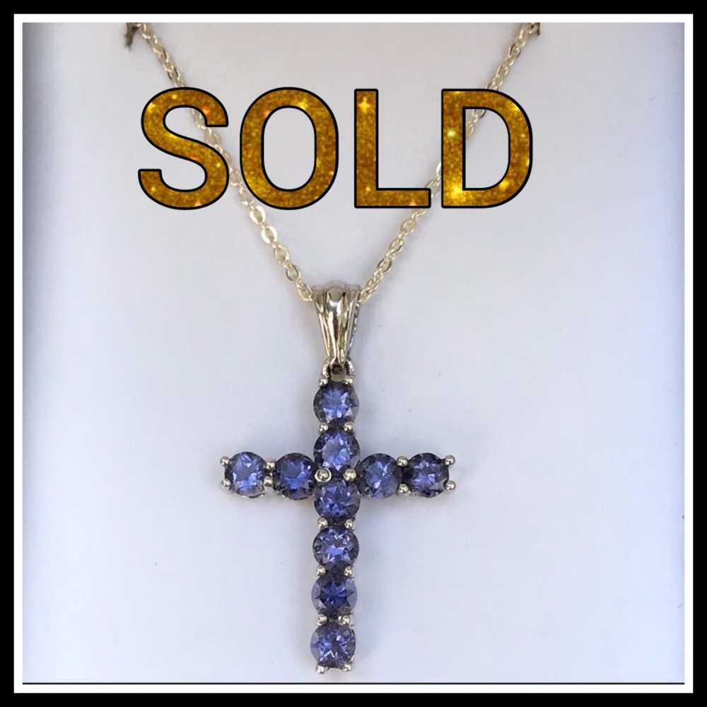 Tanzanite Crucifix Necklace - Picture 1 of 8
